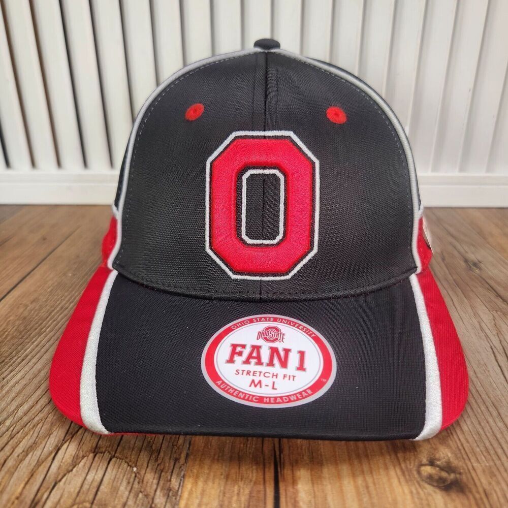 Ohio State University Buckeyes Fan1 Size M/L Hat Cap Black Red Baseball College - Picture 2 of 13